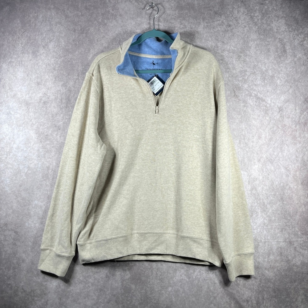 TAILORBYRD Sweater Mens Large Expedition Dune Heather Brushed French‎ Rib NEW